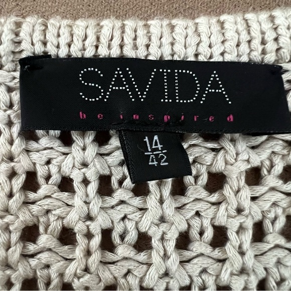 Savida open knit stitch long cardigan or duster size small. Waist buckle - Picture 8 of 8